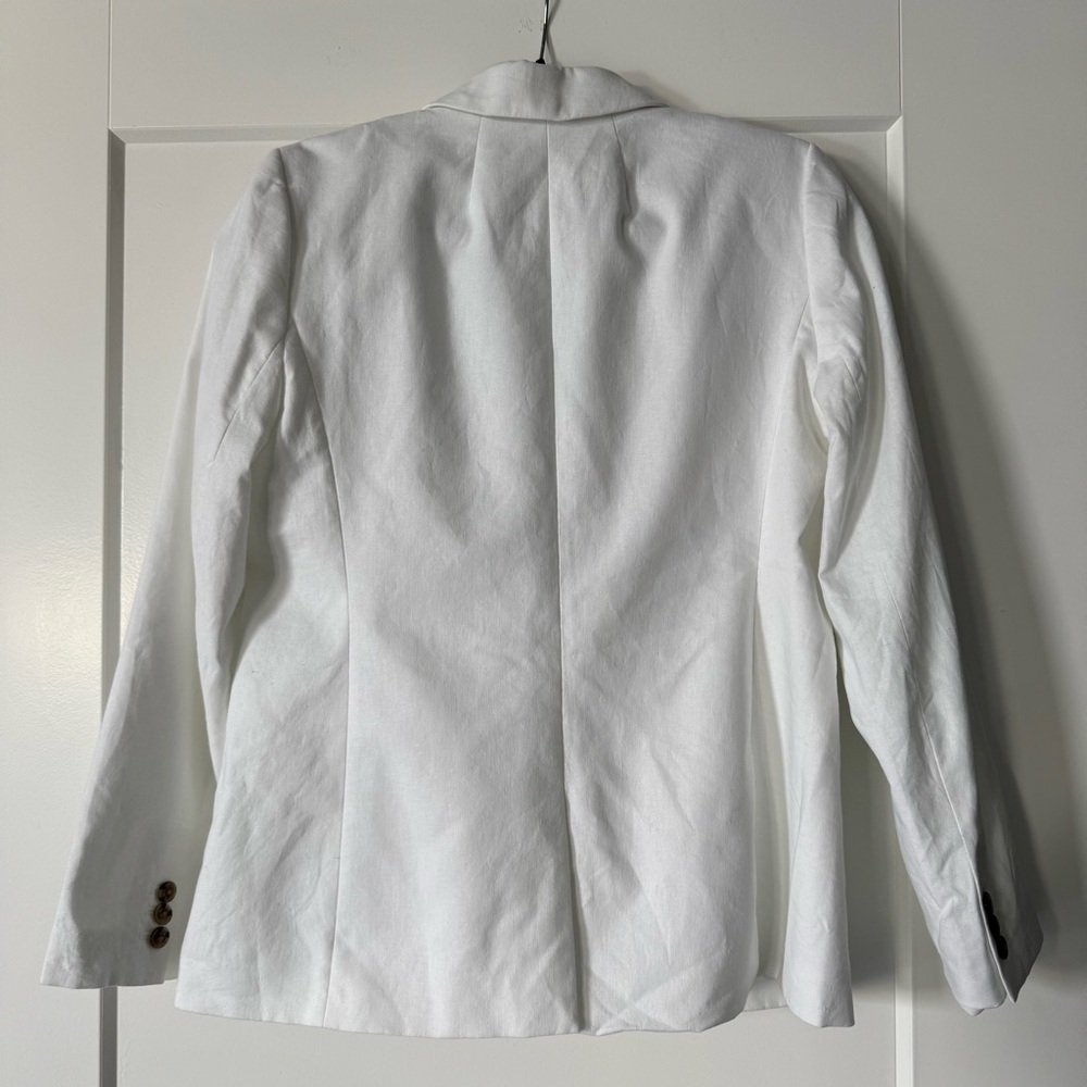 Like New J. Crew Factory White Single-Button Tailored Linen Blazer - Picture 2 of 3